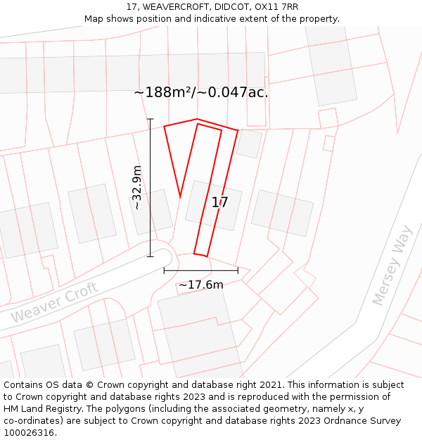 17, WEAVERCROFT, DIDCOT, OX11 7RR: Plot and title map