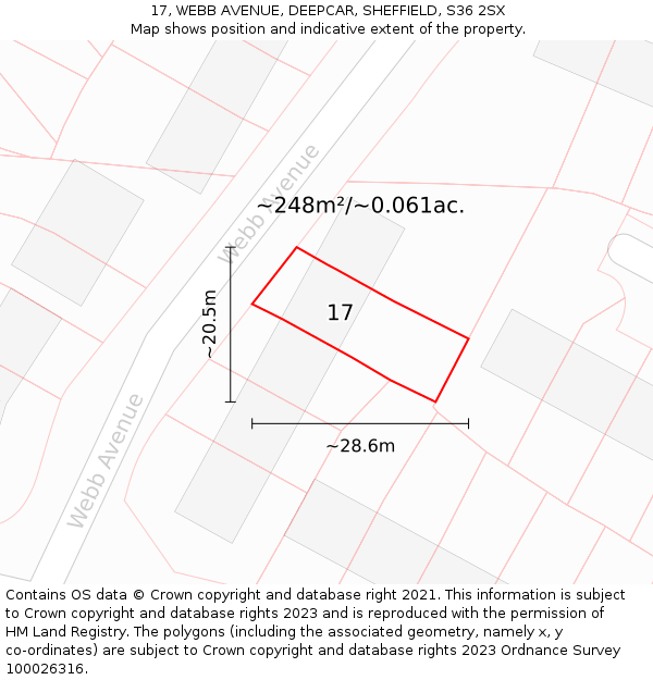 17, WEBB AVENUE, DEEPCAR, SHEFFIELD, S36 2SX: Plot and title map