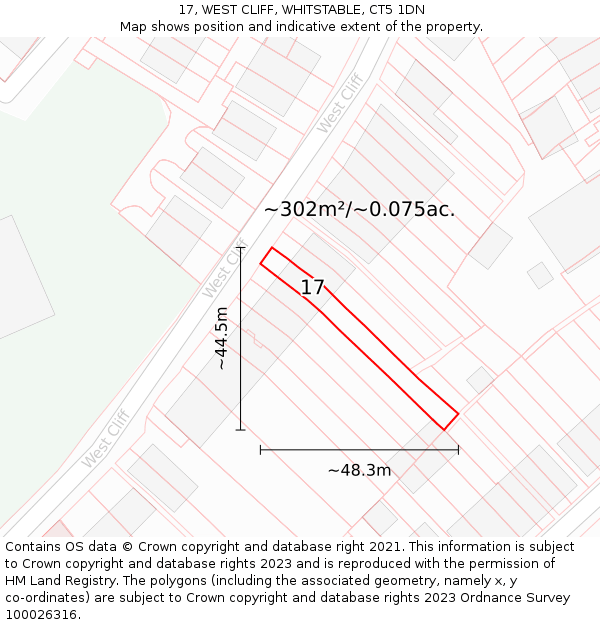 17, WEST CLIFF, WHITSTABLE, CT5 1DN: Plot and title map