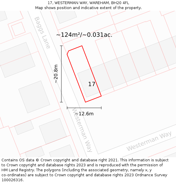 17, WESTERMAN WAY, WAREHAM, BH20 4FL: Plot and title map
