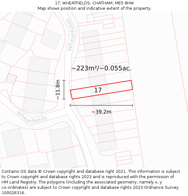 17, WHEATFIELDS, CHATHAM, ME5 8HW: Plot and title map