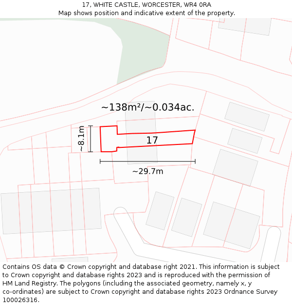 17, WHITE CASTLE, WORCESTER, WR4 0RA: Plot and title map