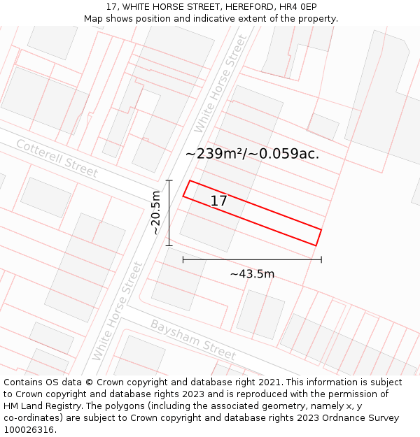 17, WHITE HORSE STREET, HEREFORD, HR4 0EP: Plot and title map