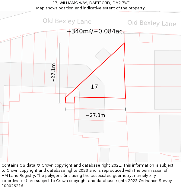 17, WILLIAMS WAY, DARTFORD, DA2 7WF: Plot and title map
