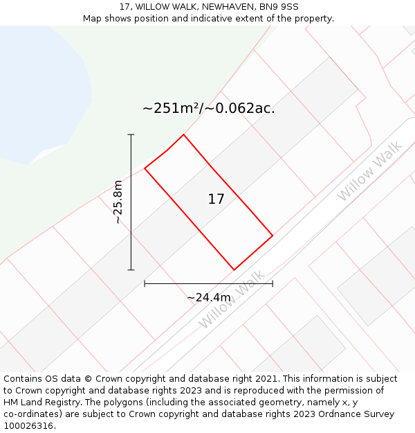 17, WILLOW WALK, NEWHAVEN, BN9 9SS: Plot and title map