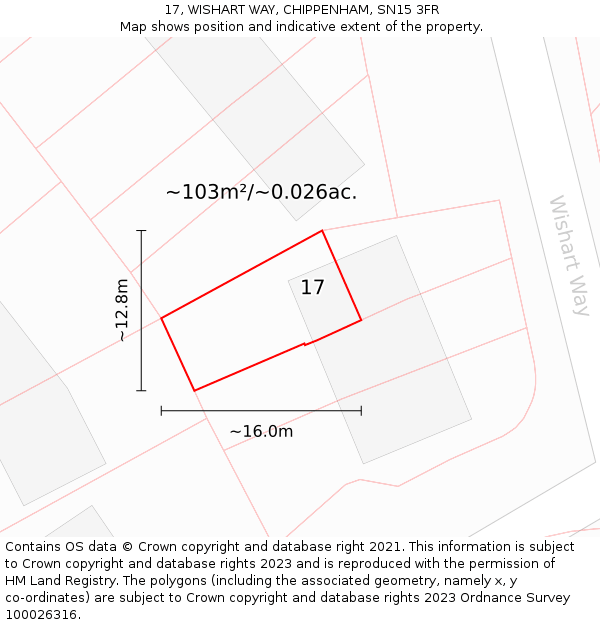 17, WISHART WAY, CHIPPENHAM, SN15 3FR: Plot and title map