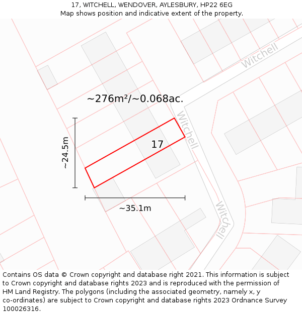 17, WITCHELL, WENDOVER, AYLESBURY, HP22 6EG: Plot and title map