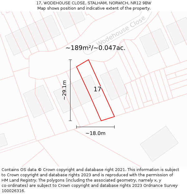 17, WODEHOUSE CLOSE, STALHAM, NORWICH, NR12 9BW: Plot and title map