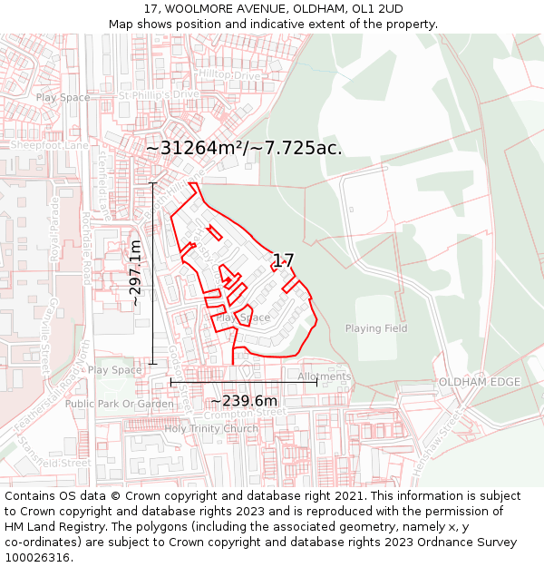 17, WOOLMORE AVENUE, OLDHAM, OL1 2UD: Plot and title map