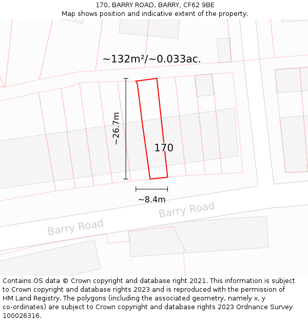 170, BARRY ROAD, BARRY, CF62 9BE: Plot and title map
