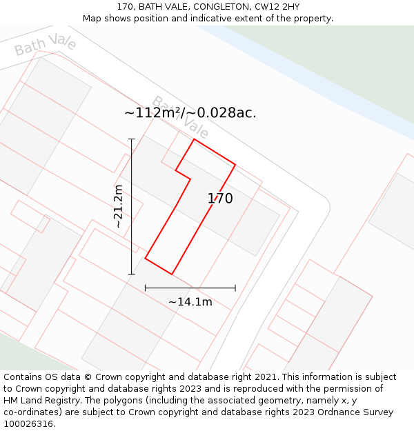 170, BATH VALE, CONGLETON, CW12 2HY: Plot and title map