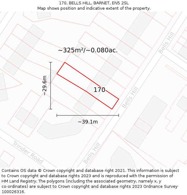 170, BELLS HILL, BARNET, EN5 2SL: Plot and title map