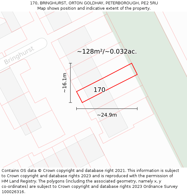 170, BRINGHURST, ORTON GOLDHAY, PETERBOROUGH, PE2 5RU: Plot and title map