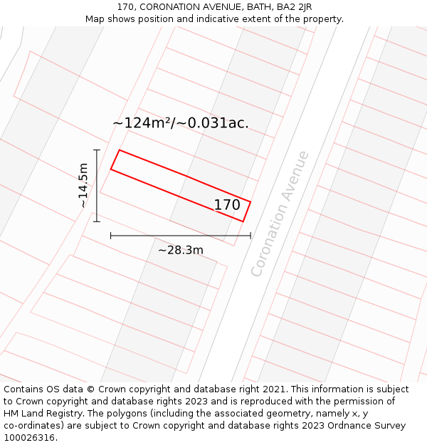 170, CORONATION AVENUE, BATH, BA2 2JR: Plot and title map