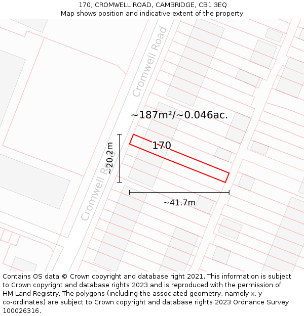 170, CROMWELL ROAD, CAMBRIDGE, CB1 3EQ: Plot and title map