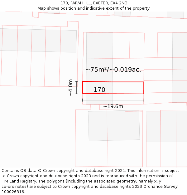 170, FARM HILL, EXETER, EX4 2NB: Plot and title map