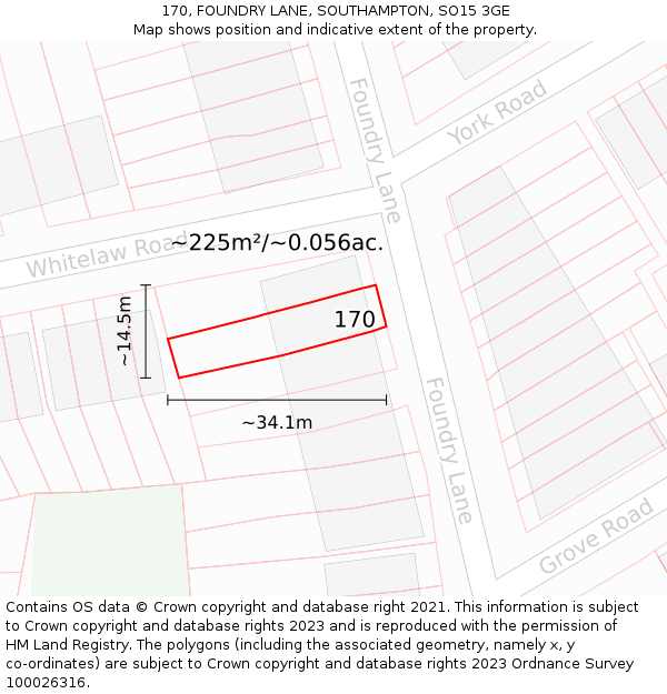 170, FOUNDRY LANE, SOUTHAMPTON, SO15 3GE: Plot and title map