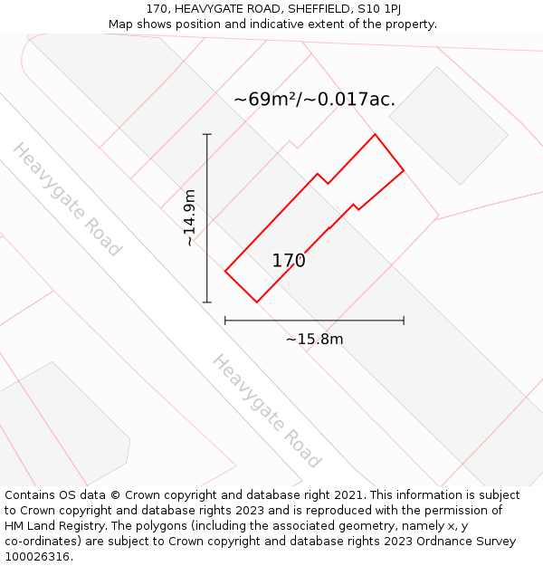 170, HEAVYGATE ROAD, SHEFFIELD, S10 1PJ: Plot and title map