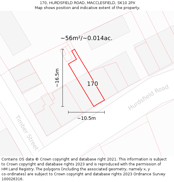 170, HURDSFIELD ROAD, MACCLESFIELD, SK10 2PX: Plot and title map