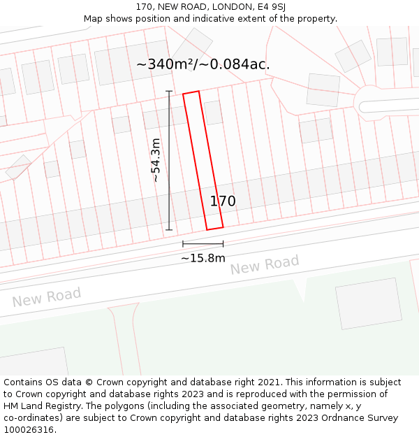 170, NEW ROAD, LONDON, E4 9SJ: Plot and title map