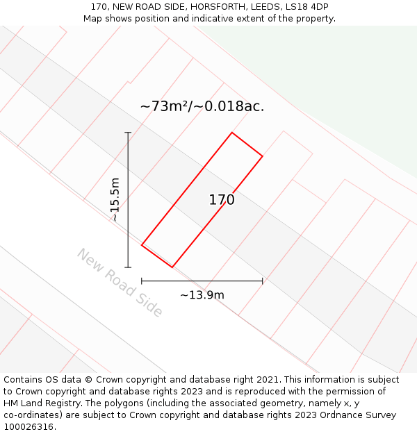 170, NEW ROAD SIDE, HORSFORTH, LEEDS, LS18 4DP: Plot and title map