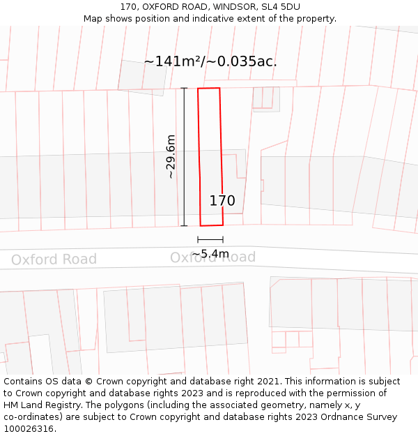 170, OXFORD ROAD, WINDSOR, SL4 5DU: Plot and title map