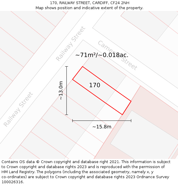 170, RAILWAY STREET, CARDIFF, CF24 2NH: Plot and title map