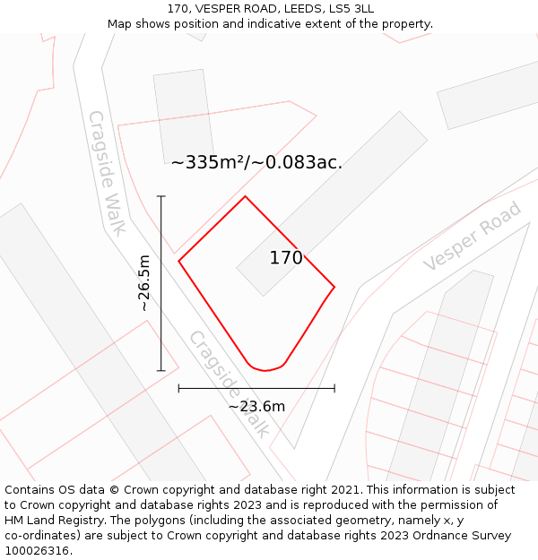 170, VESPER ROAD, LEEDS, LS5 3LL: Plot and title map