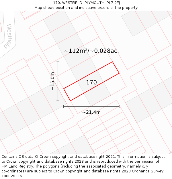170, WESTFIELD, PLYMOUTH, PL7 2EJ: Plot and title map