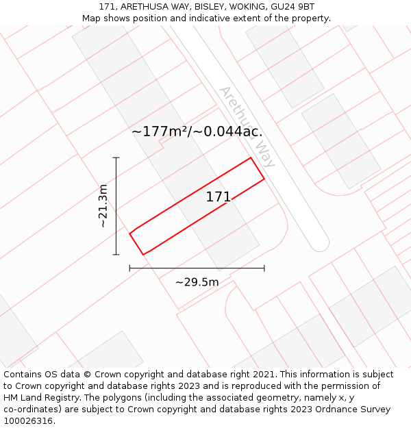 171, ARETHUSA WAY, BISLEY, WOKING, GU24 9BT: Plot and title map