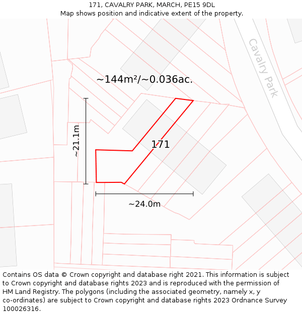 171, CAVALRY PARK, MARCH, PE15 9DL: Plot and title map