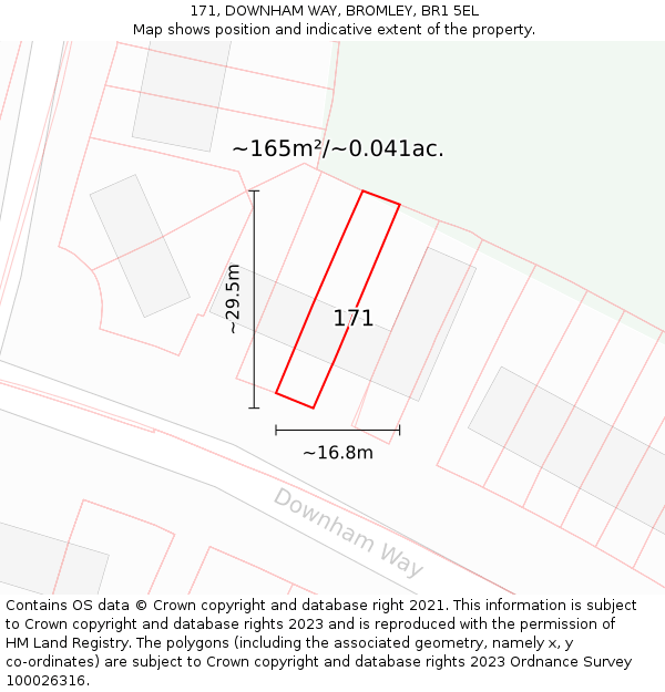 171, DOWNHAM WAY, BROMLEY, BR1 5EL: Plot and title map