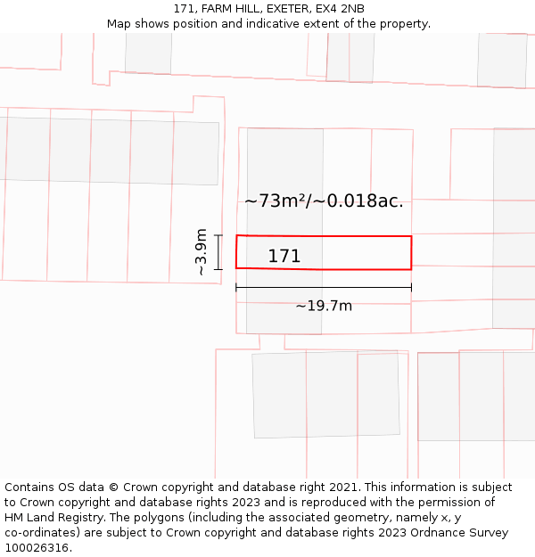 171, FARM HILL, EXETER, EX4 2NB: Plot and title map