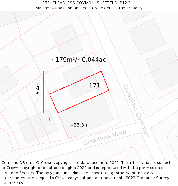 171, GLEADLESS COMMON, SHEFFIELD, S12 2UU: Plot and title map