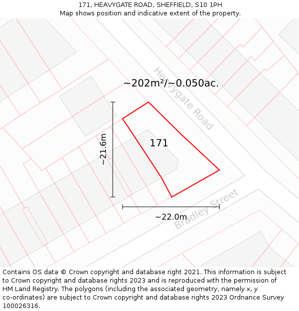 171, HEAVYGATE ROAD, SHEFFIELD, S10 1PH: Plot and title map
