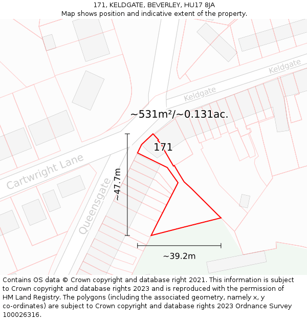 171, KELDGATE, BEVERLEY, HU17 8JA: Plot and title map