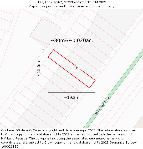 171, LEEK ROAD, STOKE-ON-TRENT, ST4 2BW: Plot and title map