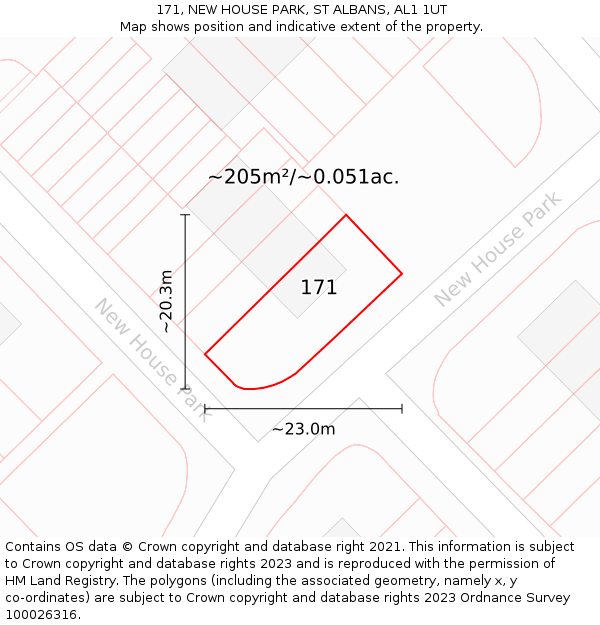 171, NEW HOUSE PARK, ST ALBANS, AL1 1UT: Plot and title map