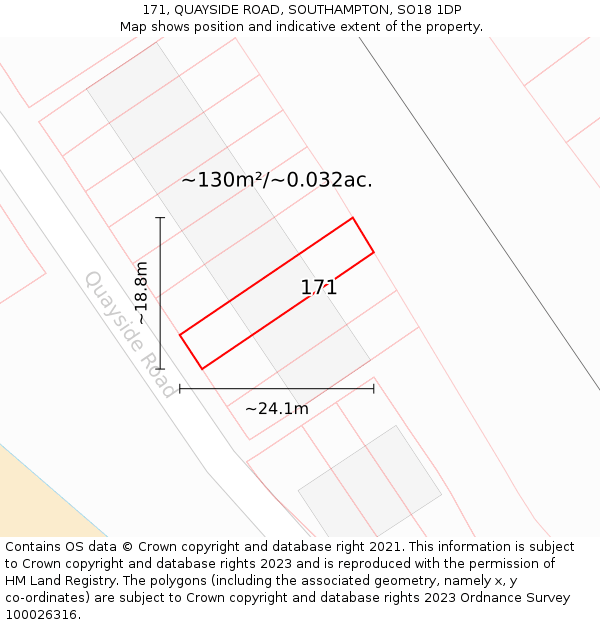 171, QUAYSIDE ROAD, SOUTHAMPTON, SO18 1DP: Plot and title map