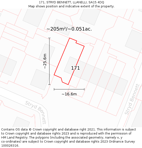 171, STRYD BENNETT, LLANELLI, SA15 4DQ: Plot and title map