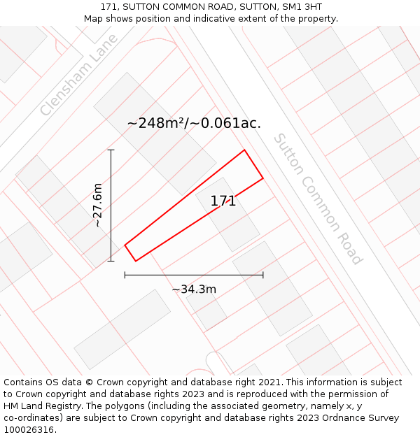 171, SUTTON COMMON ROAD, SUTTON, SM1 3HT: Plot and title map