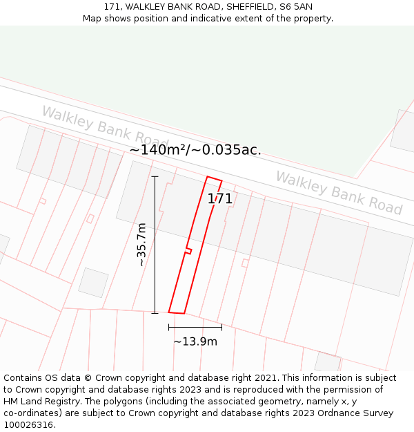 171, WALKLEY BANK ROAD, SHEFFIELD, S6 5AN: Plot and title map