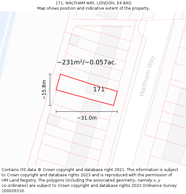171, WALTHAM WAY, LONDON, E4 8AG: Plot and title map