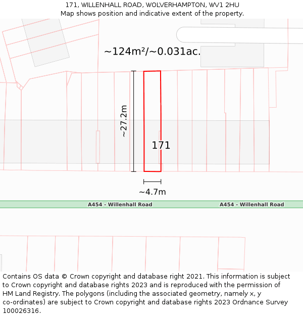 171, WILLENHALL ROAD, WOLVERHAMPTON, WV1 2HU: Plot and title map