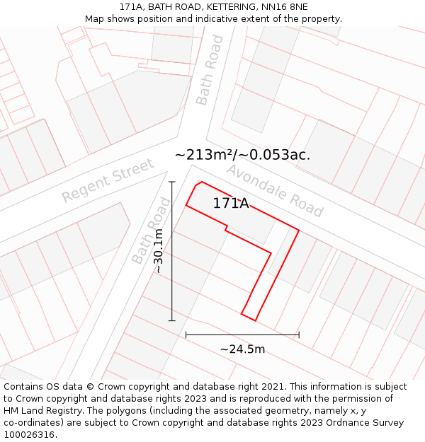 171A, BATH ROAD, KETTERING, NN16 8NE: Plot and title map