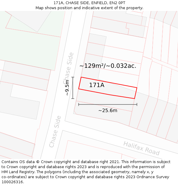 171A, CHASE SIDE, ENFIELD, EN2 0PT: Plot and title map