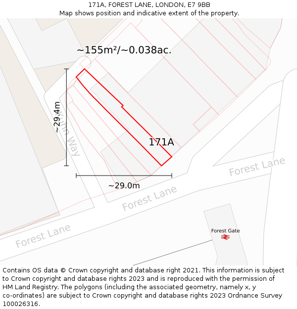 171A, FOREST LANE, LONDON, E7 9BB: Plot and title map