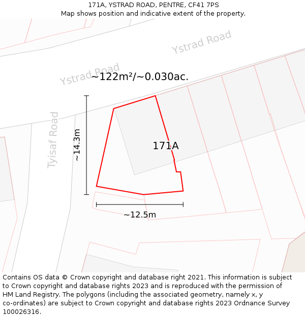 171A, YSTRAD ROAD, PENTRE, CF41 7PS: Plot and title map