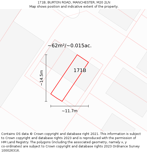 171B, BURTON ROAD, MANCHESTER, M20 2LN: Plot and title map
