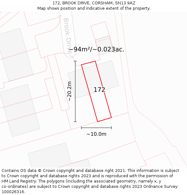 172, BROOK DRIVE, CORSHAM, SN13 9AZ: Plot and title map